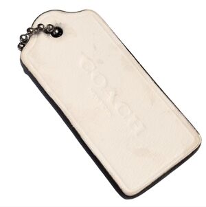 😍 2.25" Coach Bone White Smooth Leather 1 Sided Hangtag Bag Fob Charm Keychain